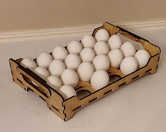 Wooden Egg Crate: Stackable 24-Egg Holder with Handles