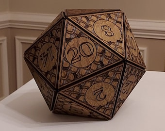 Giant D20 Dice Large 20 Sided Dice Massive Twenty Sided Dice DnD Dice Wooden Dice Dragon Icosahedron Role Playing