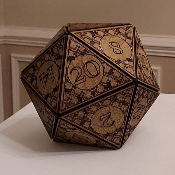 Giant D20 Dice Large 20 Sided Dice Massive Twenty Sided Dice DnD Dice Wooden Dice Dragon Icosahedron Role Playing