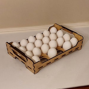 Wooden Egg Carton Carrier Stackable Egg Crate Fresh Egg Holder Countertop Egg Storage digital laser cut files 3mm, 5mm SVG AI DXF Lightburn