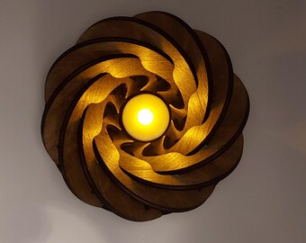 Interlocking Knot Tea Light Holder, Modern Wood Candle Centerpiece