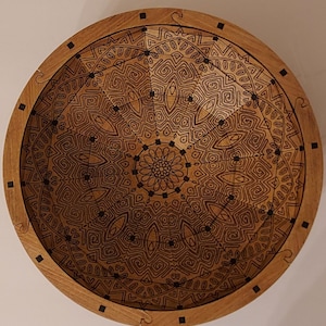 Cuenco Catchall de madera, billetera y bandeja para llaves, cuenco único para llaves, bandeja Catchall de madera para monedas, Valet Mandala, regalo Catchall de madera para hombres
