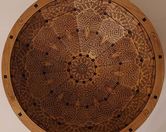 Handcrafted Mandala Wooden Catchall Bowl, Key & Wallet Tray