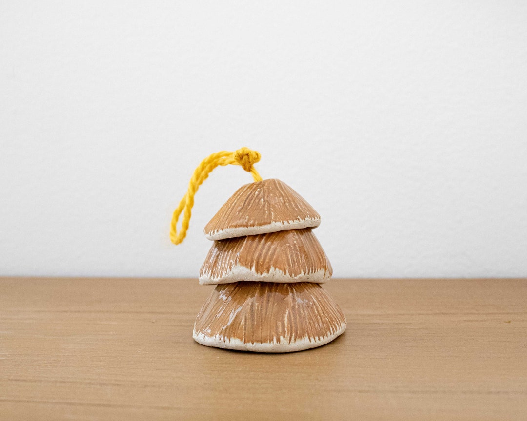 Brown Christmas Tree Christmas Ornament Handmade Ceramic Gift Holiday