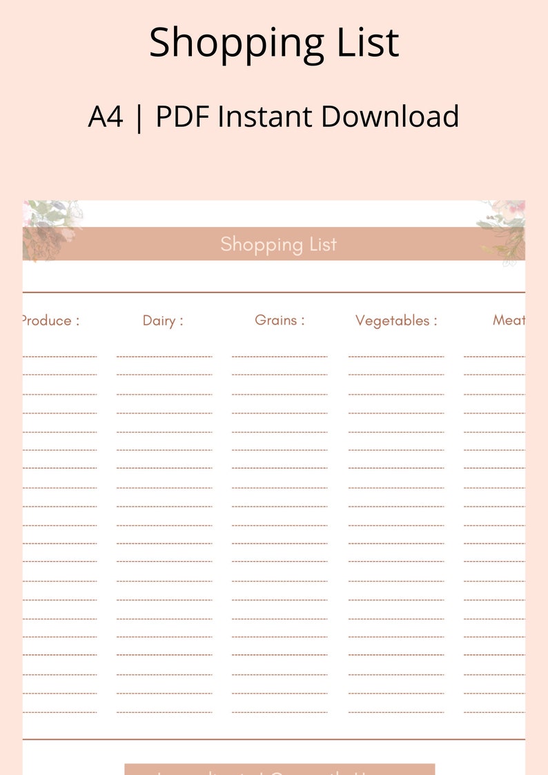 Weekly Meal Planner Printable With Grocery List - Etsy