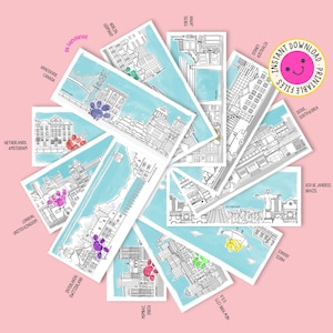 12 Modelo de cartão postal de viagem internacional em branco (9X4 ") | Download digital instantâneo | Paris, Londres, Nova York, Suíça por Go Bandanas