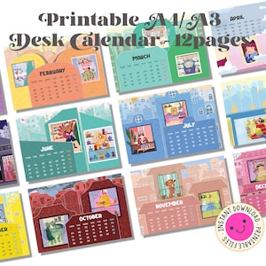 Urban Pets 2024 A4/A3 Instant Printable 12 Months Desk and Wall Calendar for Animal Lovers by Go Bandanas