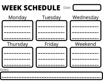 Week Schedule Black and White - Download