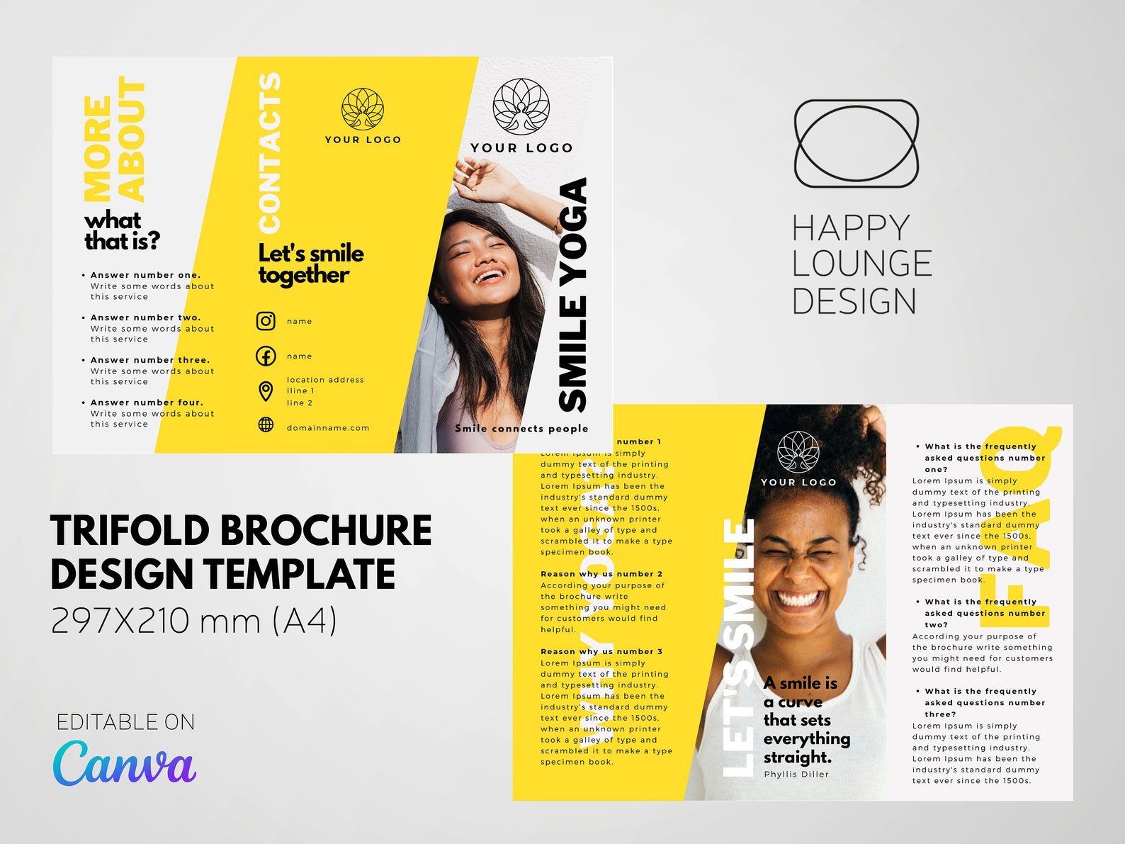 Trifold Printable Brochure Design Template Editable on Canva, Gatefold ...