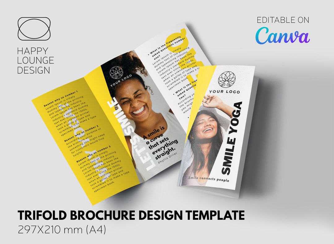 Trifold Printable Brochure Design Template Editable on Canva, Gatefold ...