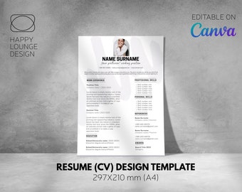 DIY Editable Modern Resume design template, A4 resume design, digital resume template, CV design template, Simple CV template