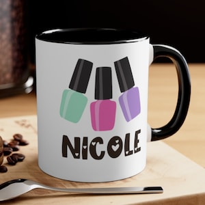 Personalized Nail Polish Coffee Mug, Nail Polish Lover Nail Tech Gift, Birthday Gift for Her, Manicurist Mug,Occupation Gifts