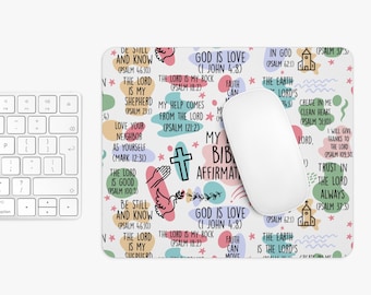 Alfombrilla de ratón de afirmaciones bíblicas, regalos de decoración de versos bíblicos, decoración de oficina inspiradora, accesorios de escritorio estéticos, regalo cristiano
