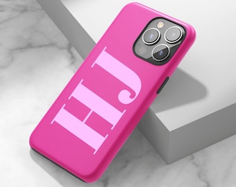 Funda de teléfono con inicial en rosa intenso, funda personalizada para iPhone 16, 15 y 14, funda para iPhone 13, 12 y 11 Pro Max, fundas para Galaxy S24, S23, S22 Plus y S21 Fe