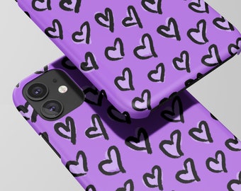 Funda para teléfono con forma de corazón, funda para iPhone 16, 15, 14 y 13 Pro, funda para teléfono Galaxy S24, S23, S22 y S21Ultra Plus, funda morada