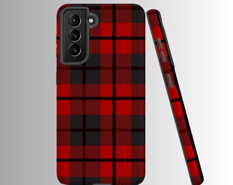 Funda de teléfono con cuadros rojos, Galaxy S24, S23 Plus, S22, S21, iPhone 16+, iPhone 15 Pro, iPhone 14 Pro Max, iPhone 13 12