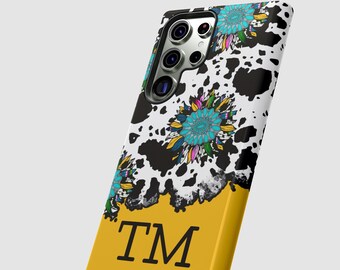 Funda con detalles en amarillo occidental, funda personalizada para iPhone 16, 15 Pro, fundas para iPhone 13, 12, 11 Pro Max, funda para teléfono con monograma para Galaxy S24, S23 Ultra y S22