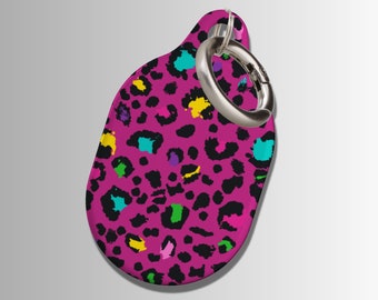 Estuche para AirTag de leopardo rosa, lindo soporte para AirTag