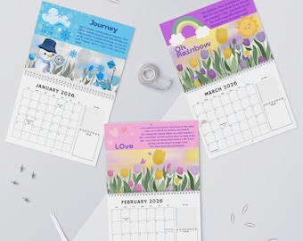 2026 Monthly inspirational wall calendar, Motivational calendar, Positive affirmation calendar, Self care gift, Healing poetry gift