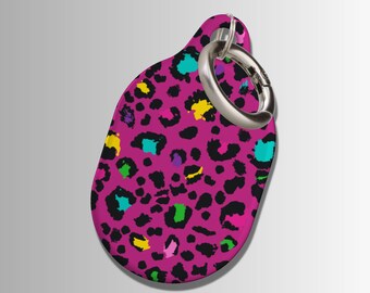 Estuche AirTag de leopardo rosa, soporte AirTag con estampado animal, estuche AirTag lindo, funda protectora AirTag