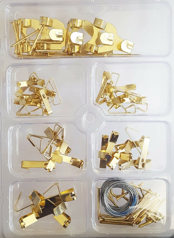 Brass Picture Hooks Wall Pins/Wire Photo Canvas Hanging Frame Nail Art  Pack