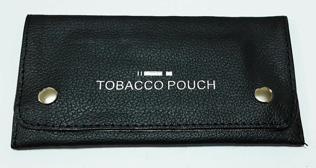 Personalised Engraved Black Soft Leather Tobacco Baccy Rizla Storage Pouch Gift - Foto 2