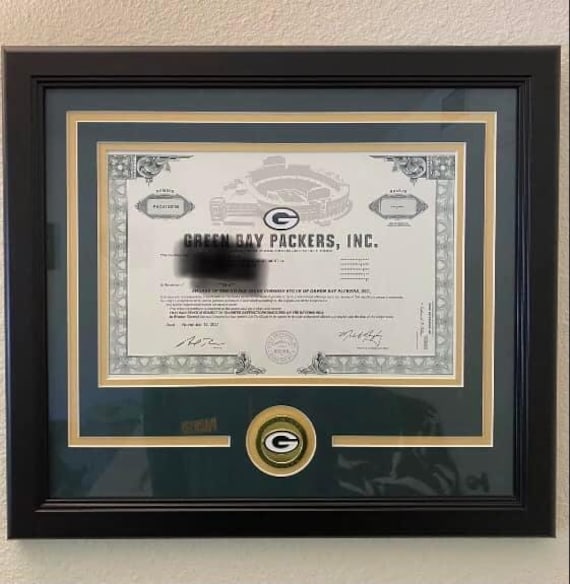 Green Bay Packers Stock Certificate Frame 