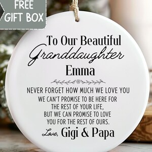 Granddaughter Ornament Gift, Gift for Granddaughter from Grandparents Mimi Papa, Personalized Custom Birthday Christmas Ornament Gift