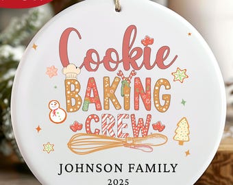 Cookie Baking Crew Personalized Christmas Ornament Gift, Custom Baking Crew Christmas Ornament, Family Baking Together Gift Keepsake