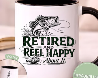 Personalized Retirement Mug Gift for Fishing Lover, Fisherman Retirement Mug, Gift for Grandpa Dad Husband Boyfriend