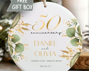 Personalized 50th Anniversary Ornament Gift, Christmas Couple Gift, Wedding Keepsake, Gift for Mom Dad Grandma, Custom Wedding Anniversary