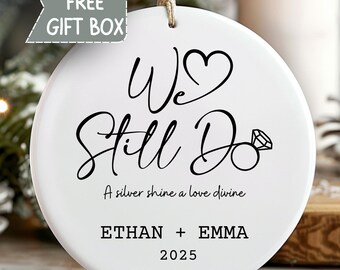 Personalized 25th Anniversary Ornament Gift, Christmas Couple Gift, Wedding Keepsake, Gift for Sister Friend Mom, Custom Wedding Anniversary