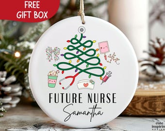 Future Nurse Christmas Keepsake Ornament Gift, Nurse to Be, Soon to Graduate Nursing School, Christmas Tree Lights Ornament