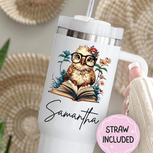 Personalized Owl 40oz Travel Cup Tumbler, Owl Lover Tumbler Christmas Birthday Gift