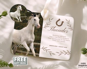 Personalized Horse Loss Ornament, Horse Memorial Sympathy Gift, Loss of Horse, Condolence Gift, Horse Lover Owner Gift, Photo Horse Gift