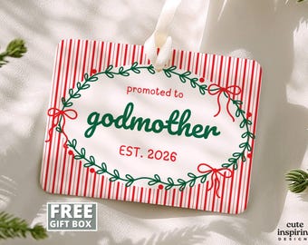Personalized Godparents Proposal Ornament Gift,  Gift for Godmother Godfather, Will You be My Godmother Christmas Ornament Gift