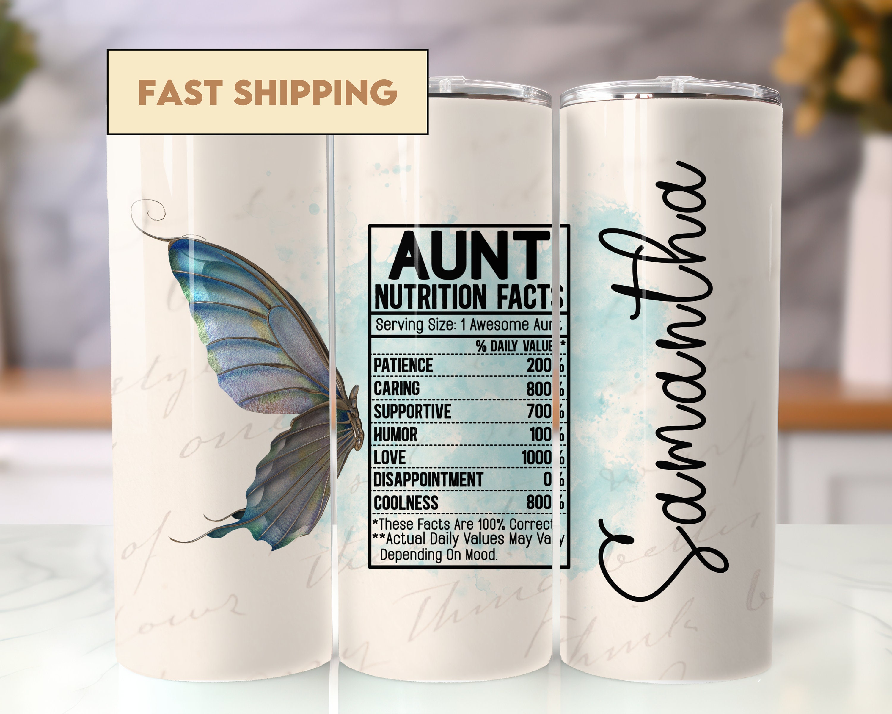 Personalized Aunt Tumbler, Christmas Birthday Gift for Auntie, Promoted