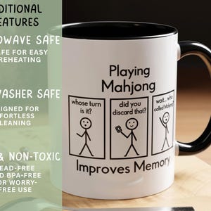 Mahjong Mug Gift, Mahjong Lover Player Christmas Birthday Gift, Game Night, Funny Stick Figure Mahjong Mug image 4