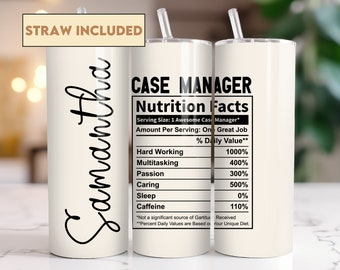 Personalized Case Manager Tumbler Gift, Gift for Care Coordinators Nutrition Facts, Christmas Birthday Appreciation Gift Case Manager