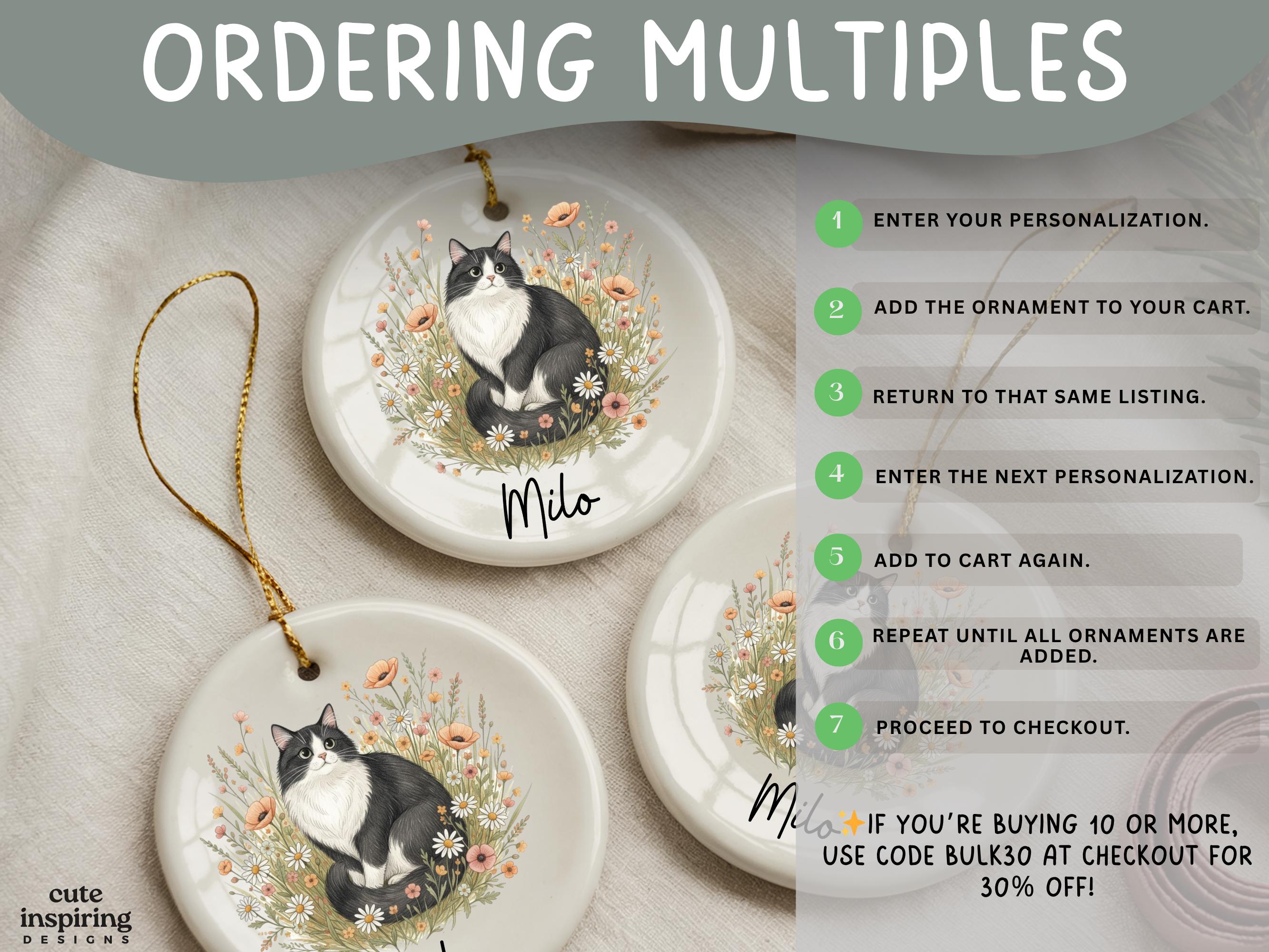 Tuxedo Cat Ornament Personalized Christmas Gift, Meowy Christmas ...