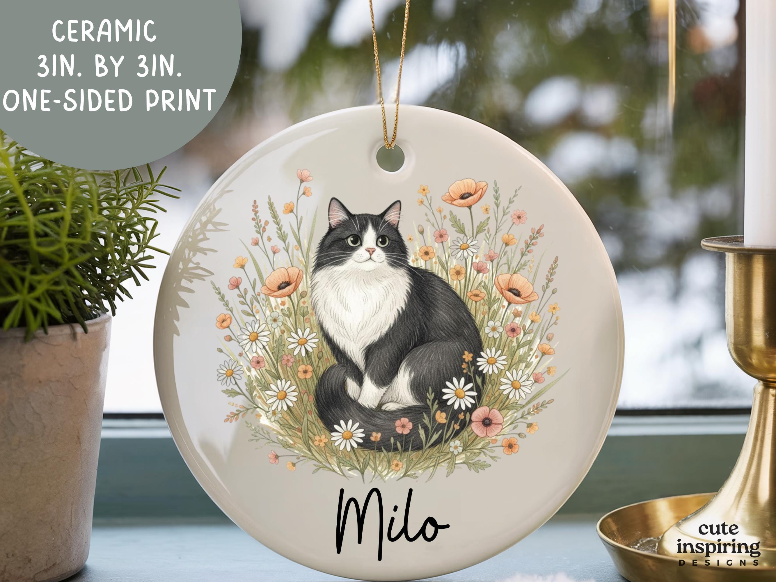 Tuxedo Cat Ornament Personalized Christmas Gift, Meowy Christmas ...