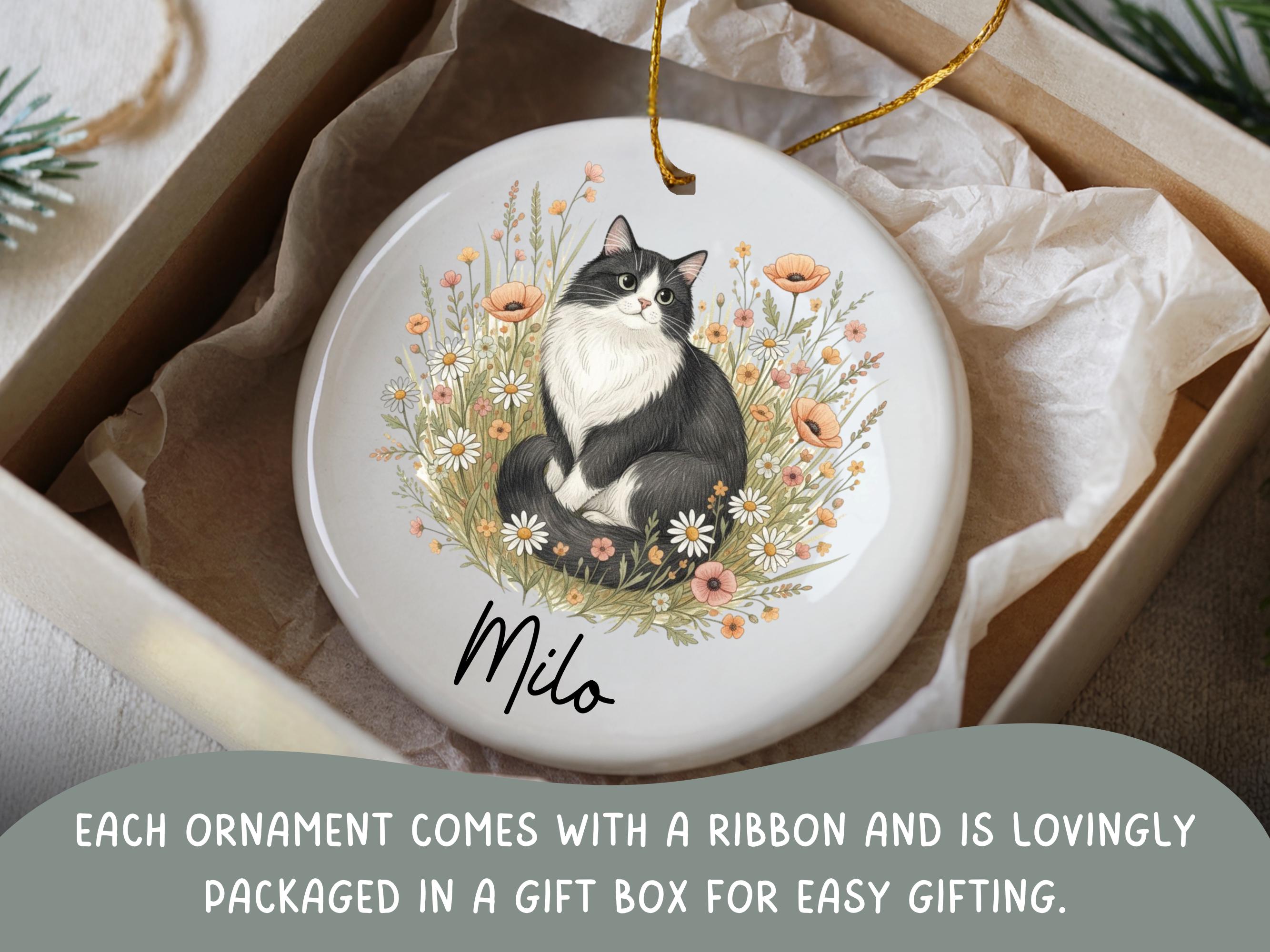 Tuxedo Cat Ornament Personalized Christmas Gift, Meowy Christmas ...