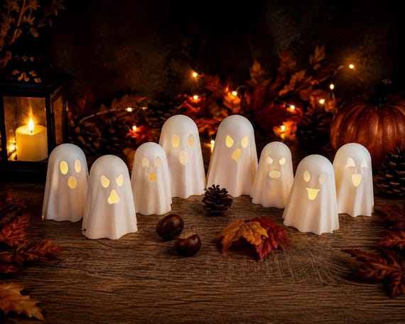 Halloween Deko Geister – beleuchtet, 3D-gedruckt, verschiedene Sets