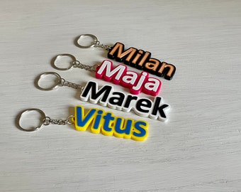 Keychain 3D print name tag two-tone with name | Personalized | Desired color | Guest gift | School bag |