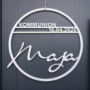 Konfirmation Kommunion Deko Personalisiert Geschenk  - ein schöner individuell anpassbarer Kranz für Tür oder Fenster