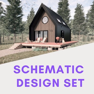 Loft Bedroom Modern Large Cabin | Wood Frame modern cabin design | Barndominium floor plan | modern cabin architectural plans | study set