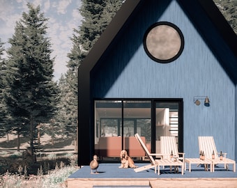Kleine Hauspläne 1 Schlafraum| Holzrahmen modernes Cabochon Design | Barndomium Grundriss | Baupläne | DIY Haus Pläne