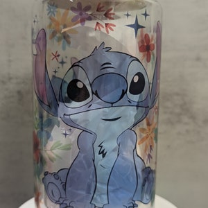 Stitch Cartoon Stained Glass Hawaiian Aloha Cup Tumbler 20oz