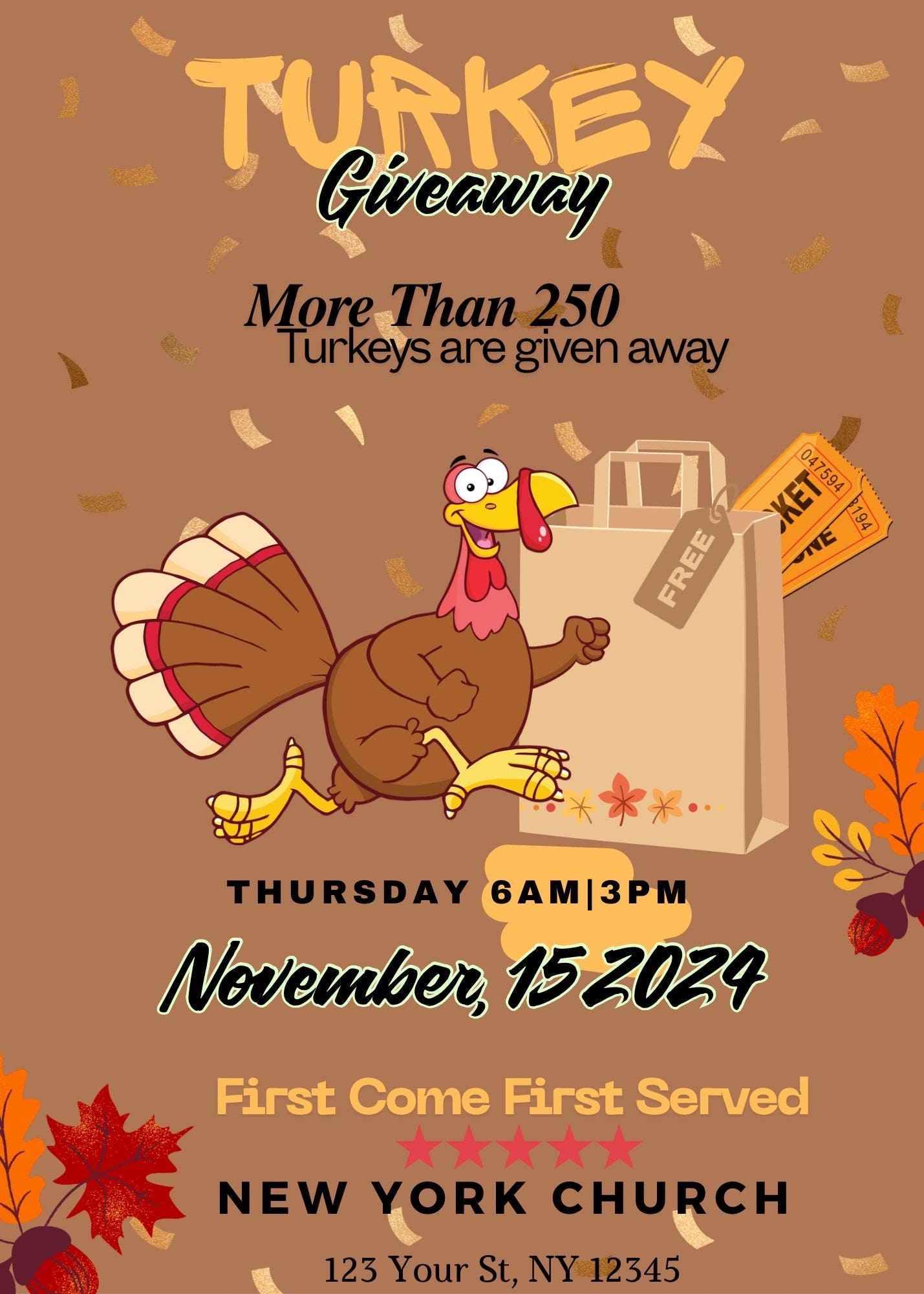 thanksgiving turkey giveaway flyer, turkey giveaway template, fall