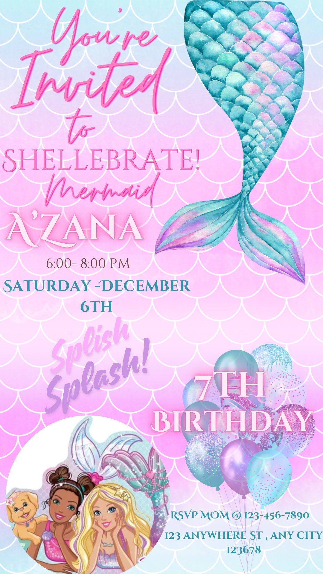 Mermaid barbie invitations hotsell